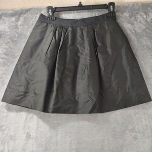 J Crew Womens Black 100%Silk Pleated Skirt Size00 Style32465 Formal Classic Goth